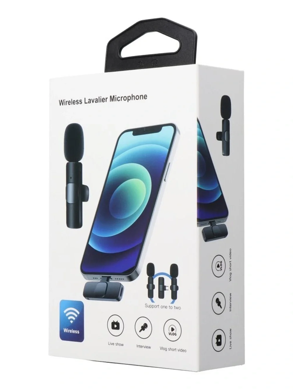 Wireless Lavalier Microphone Clip-On for Cell Phones - Black